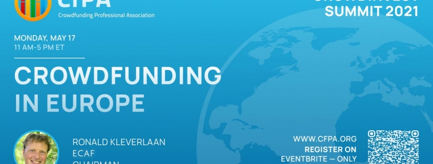 CfPA Crowdfunding Invest Summit 2021 Ronald Kleverlaan Crowdfunding in Europe